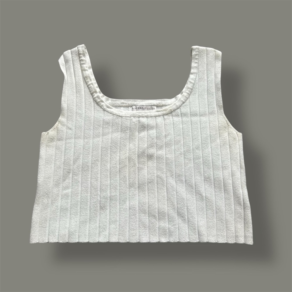 [Sincerely Jules] Cropped White Sweater Tank